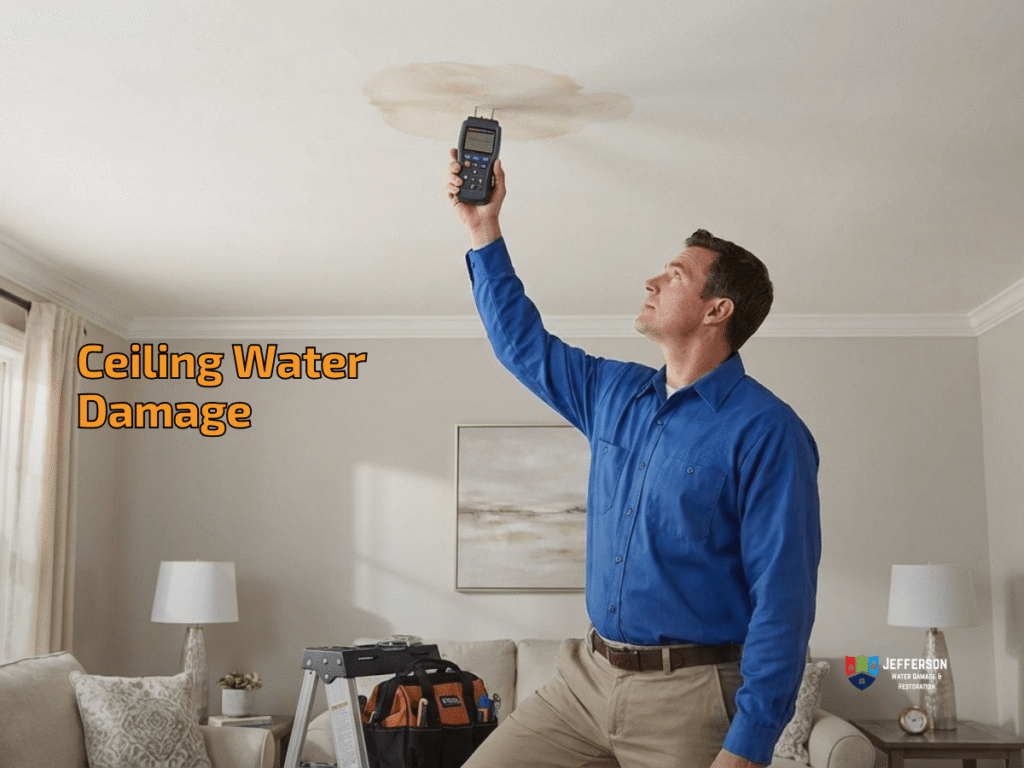 ceiling water damage mitigation