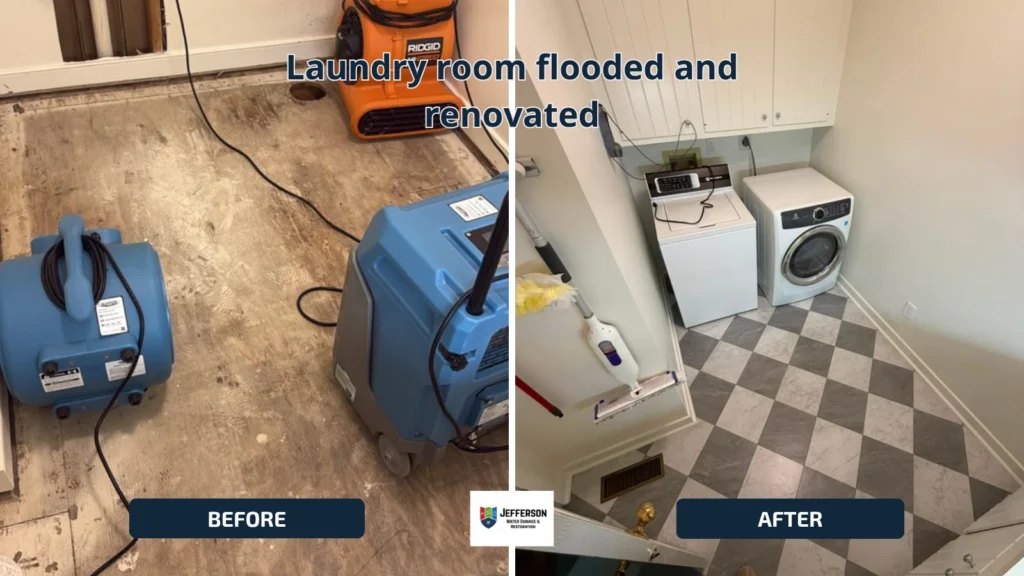 laundry room flooded and renovated