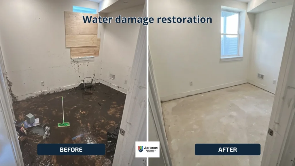 Before and after Water damage restoration